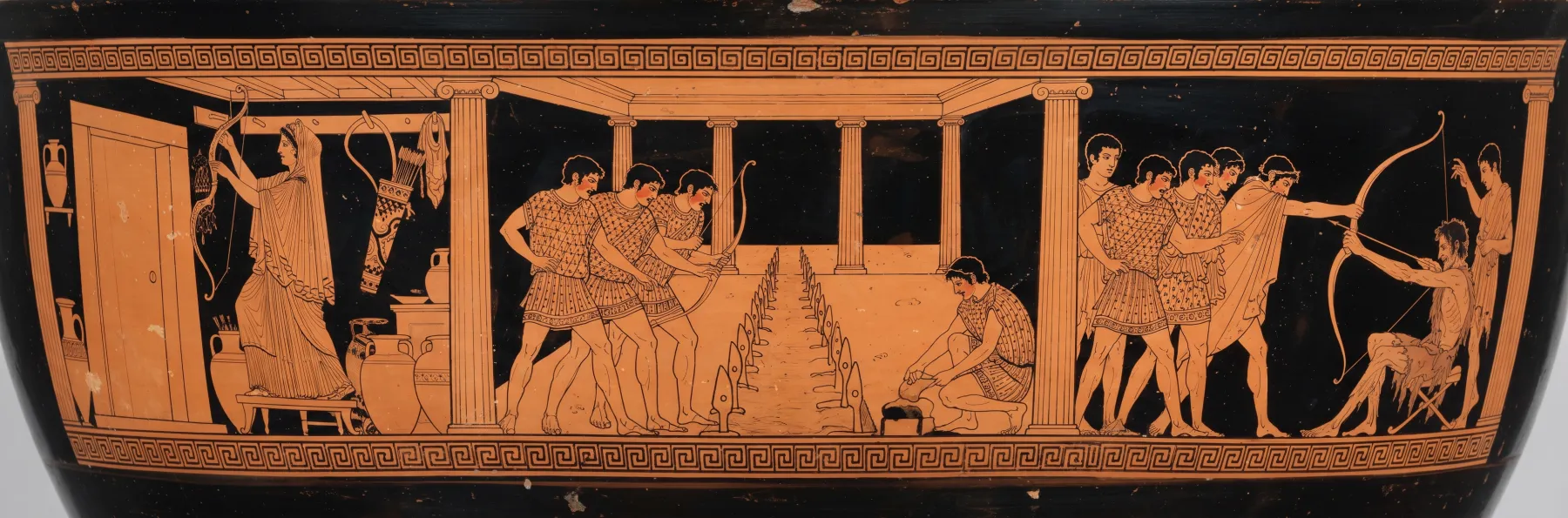 Red-figure frieze for Book 21: The contest of the bow.