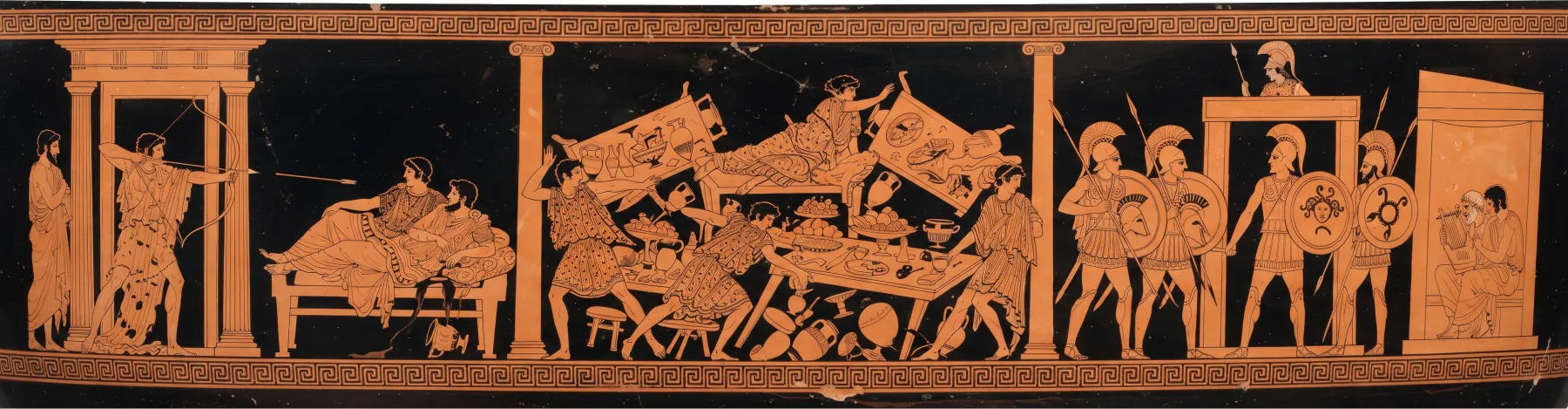 Red-figure frieze for Book 22: The killing of the suitors.